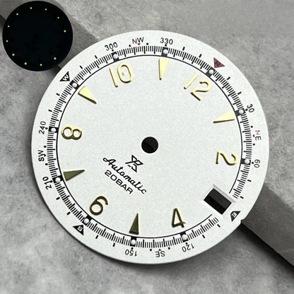 28.5mm Multicolor Watch Dial Date Window Green Luminous Dial Fit NH35/NH36/4R/7S