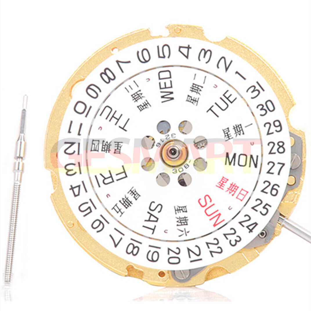 Golden Miyota Citizen 8200 automatic watch movement with day-date feature for precise timekeeping.