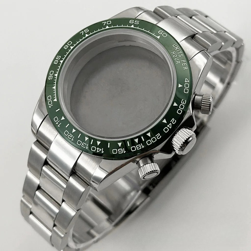Daytona 40mm Sapphire Glass Watch Case Ceramic Bezel Men's for VK63 VK63A VK64