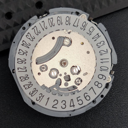 Original Japan VK63A quartz watch part with white date disk at 6 o?clock, single calendar, precise timekeeping