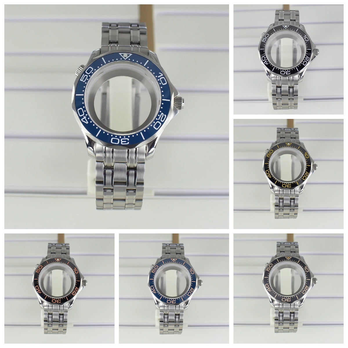 41mm Steel Watch Case Sapphire for Seamaster 300 NH35 NH36 NH38 Transparent Back