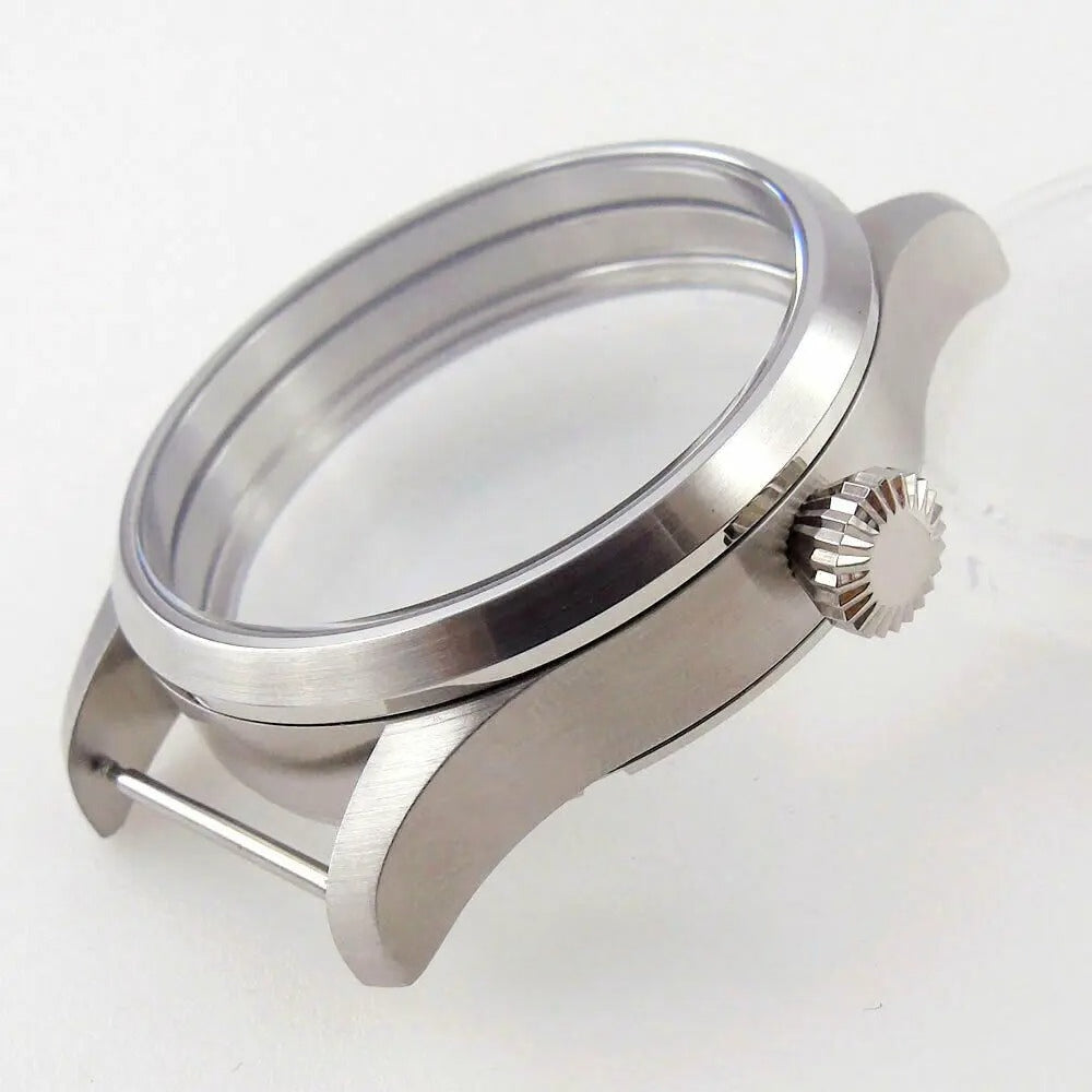 42mm Brushed 316L Steel Sapphire Glass Watch Case Fit ETA 6498 6497 3600 3620