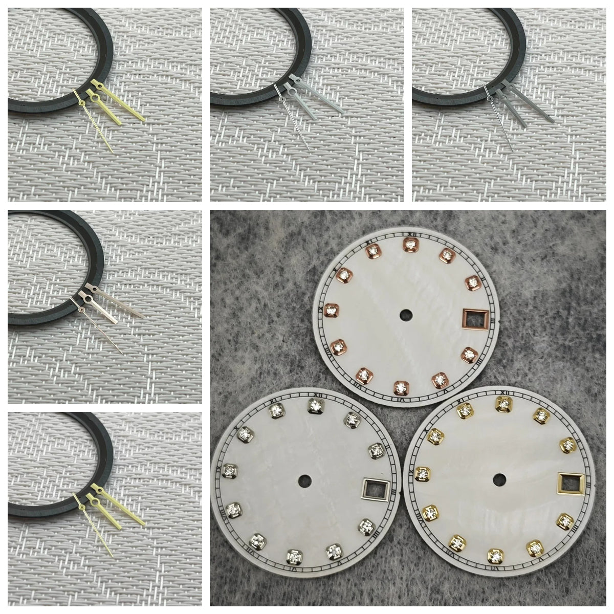 28.5mm Watch Dial / Hands Diamond Inlaid Shell of Pearl Surface for NH35 NH36
