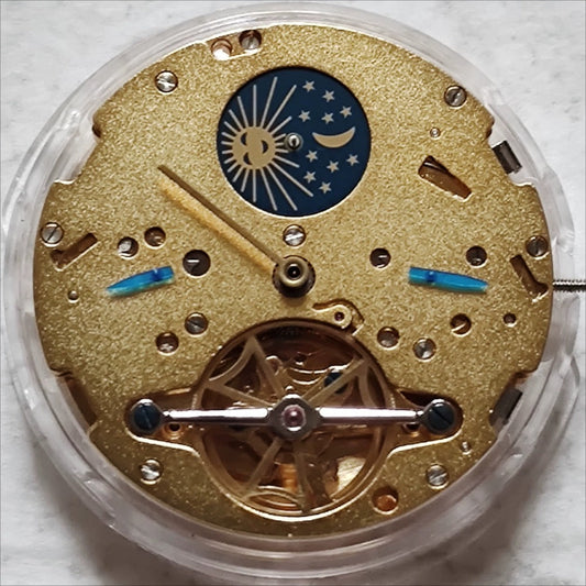 In China hergestelltes goldenes LB-Automatikwerk mit mechanischer Mondphase bei 12 barem Rad