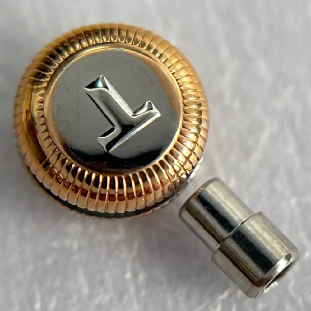 Steel Rose Gold Small Watch Crown for Tissot T097, durable replacement part enhancing repair precision.