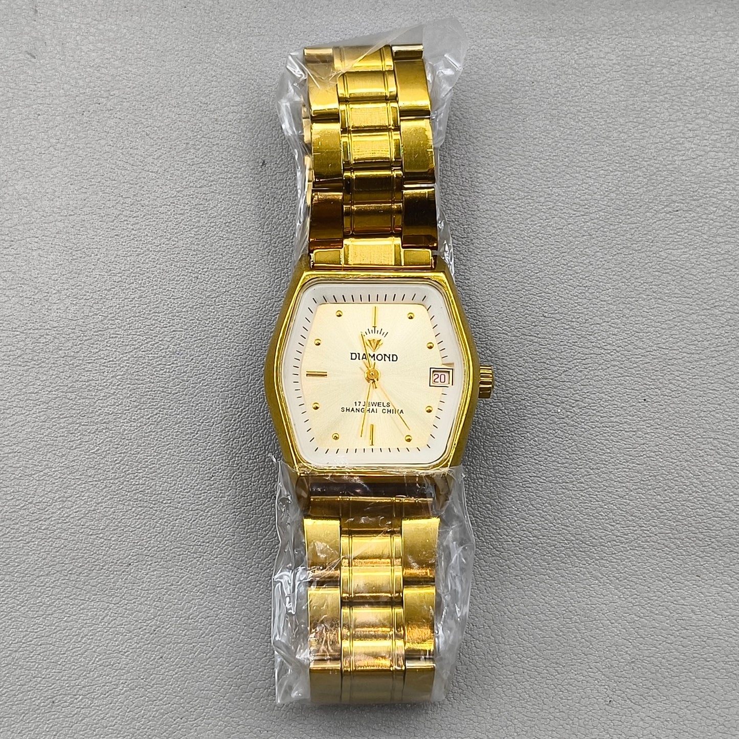 33mm Diamond Shanghai Made Manual Mechanical Golden Watch 17 Jews Single Calendar