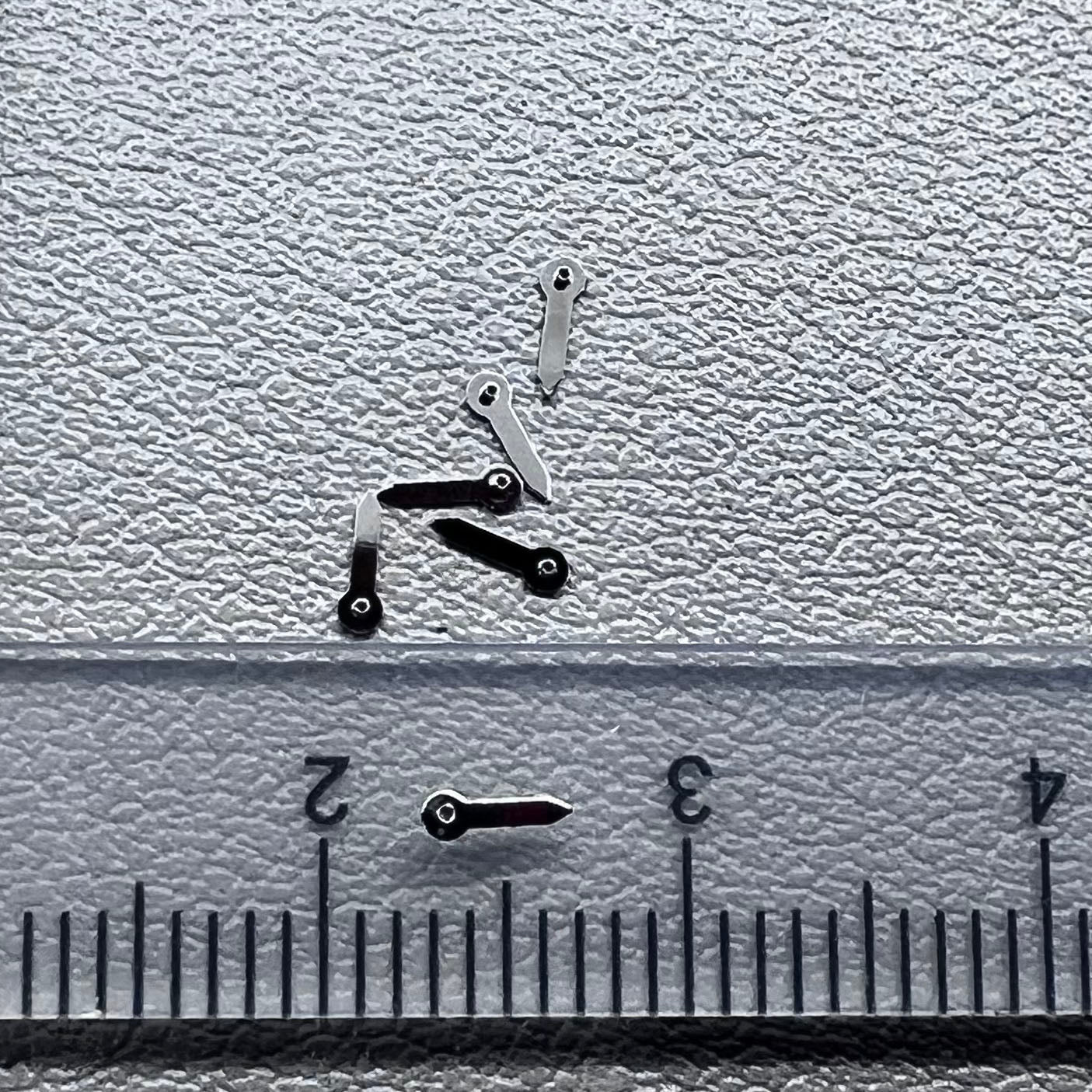 Set of 3 silver 3.5mm small second hands for Miyota JS15 watch movement, precise and stylish.