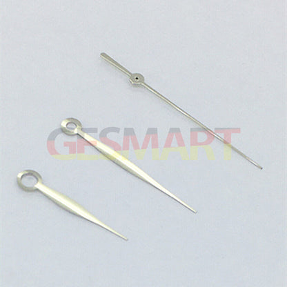 Silver polished 3-hand long watch hands by NO Lume, compatible with Asian 8215/2813/8205 movements.