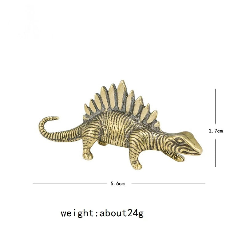 Vintage solid copper dinosaur figurine, hand-carved bronze trinket perfect for collectors.