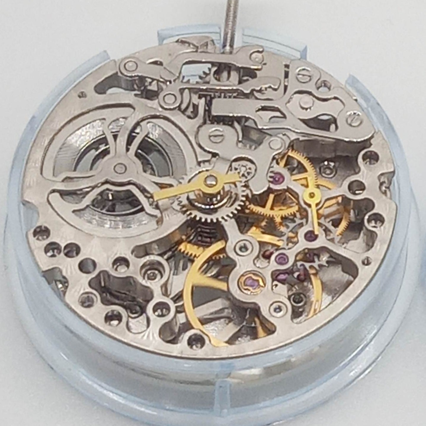Chinese Hollow Tianjin T17 ST17 hand-winding watch movement with 2 hands, no calendar, precision craftsmanship.