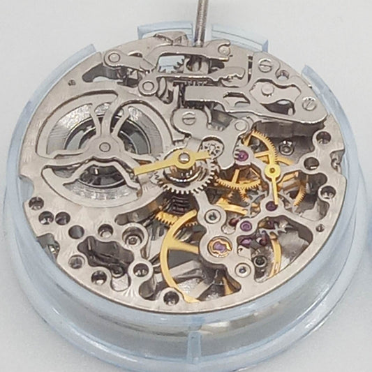 Chinese Hollow Tianjin T17 ST17 hand-winding watch movement with 2 hands, no calendar, precision craftsmanship.