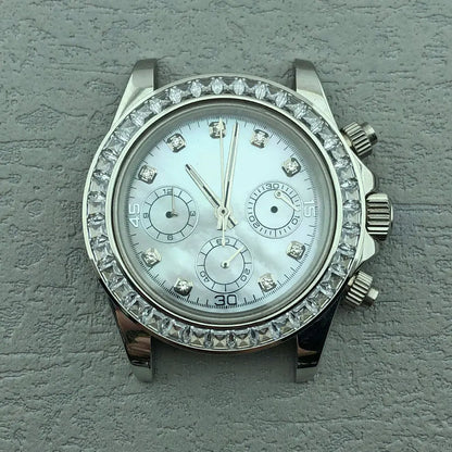 40mm Diamond Bezel Aurora Dial 316l Steel Sapphire Glass Case Suitable For VK63