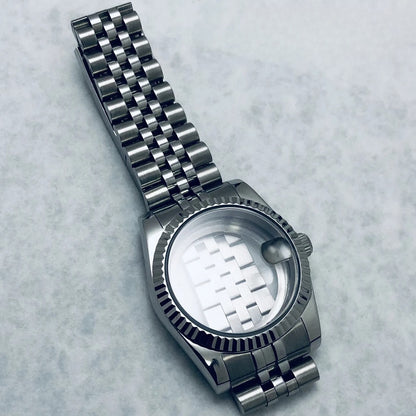 36mm/40mm Fluted Bezel Case Sapphire Glass For Mod  Steel Case Fit Nh35 Nh36