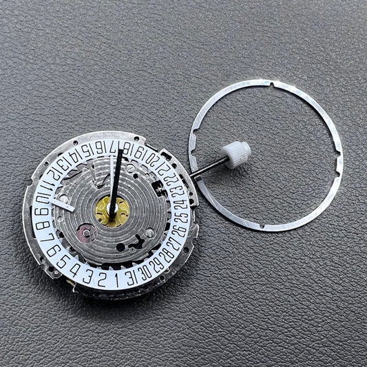 ISA 8171A Quartz Movement 4 Hands White Disk Date@6 Silver Plated