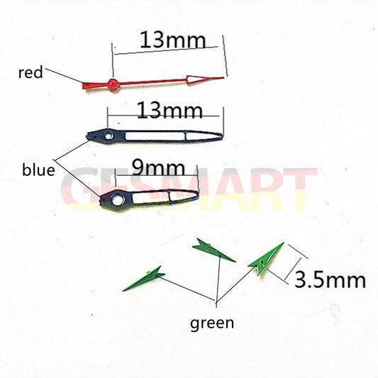 13 mm blaue Zierleiste, weiß lackierte Uhrzeiger für Miyota OS10 OS20 OS22 OS60 OS80