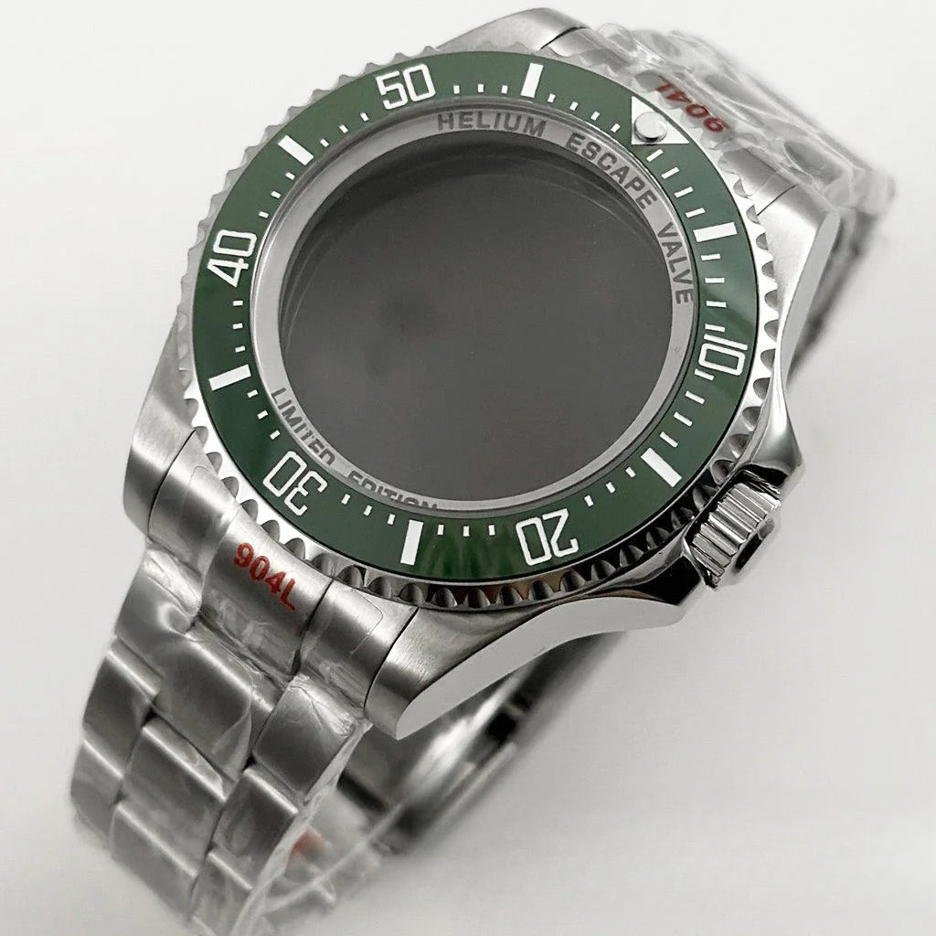 44mm Watch Case for Deep SEA Style for NH34 NH35 NH36 Rotating Bezel Solid Back