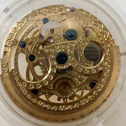 China Made Shagnhai Hollow Carved Golden Automatic Mechanical Movement 3 Hands