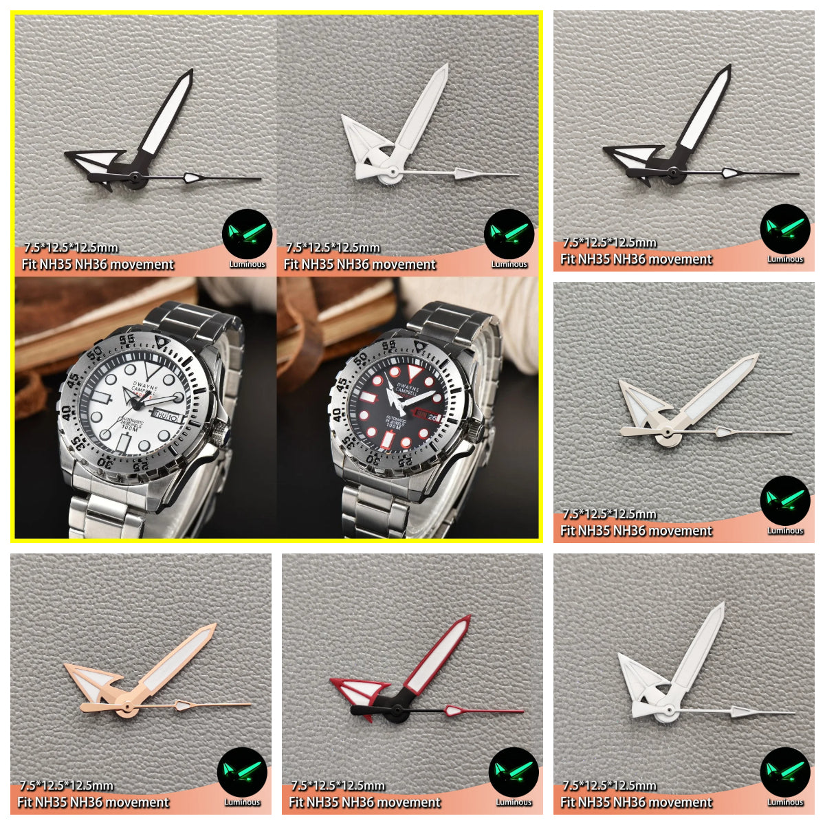 Hand for NH36 NH35 Series Luminous Watches Hand Multi Color Modified