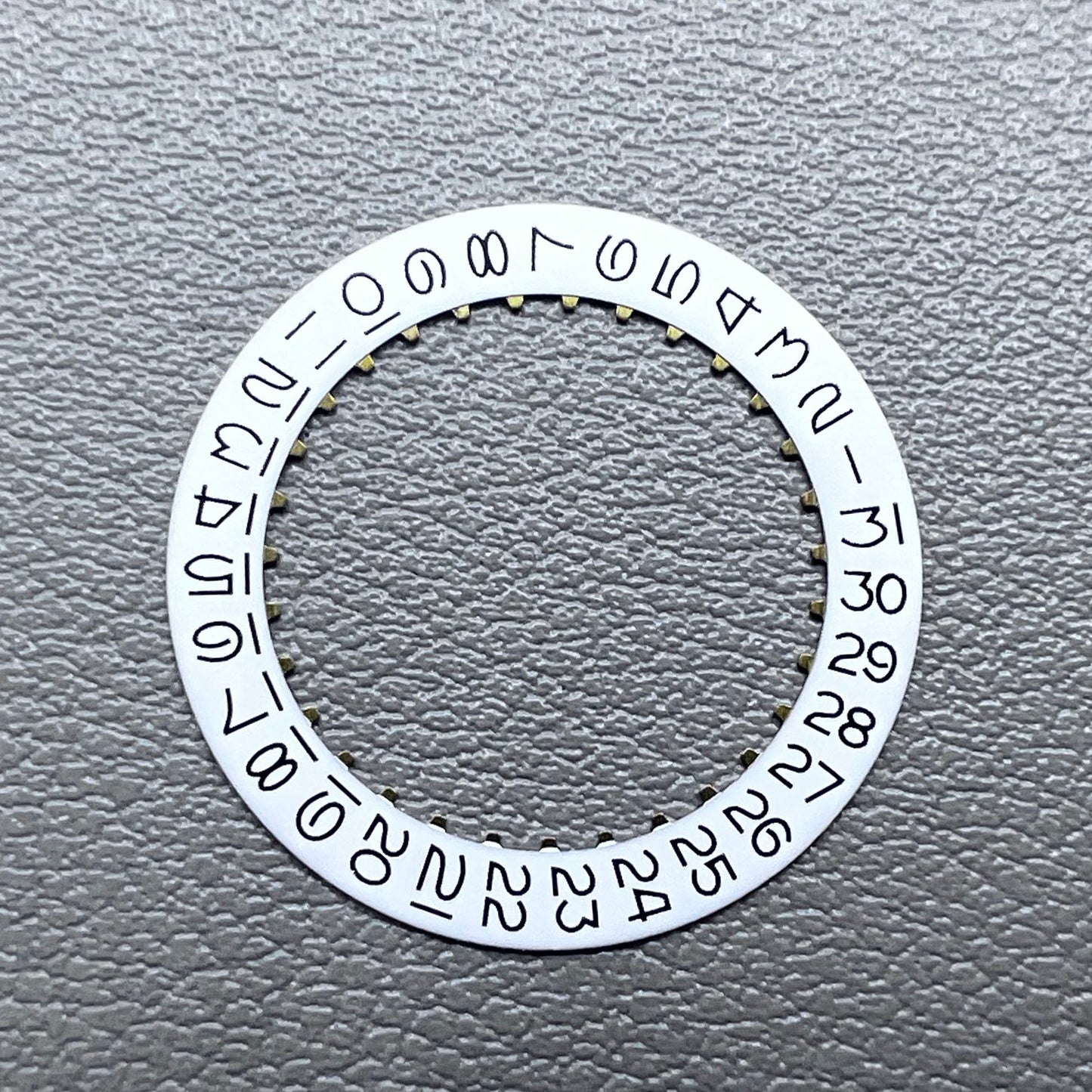 White background numeral date disk wheel for ETA 2824 watch movement, Datejust style date@3 display.