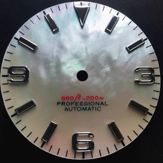 28.5mm C3 BGW9 green lume seashell watch dial, fits NH35, 200m diving quality