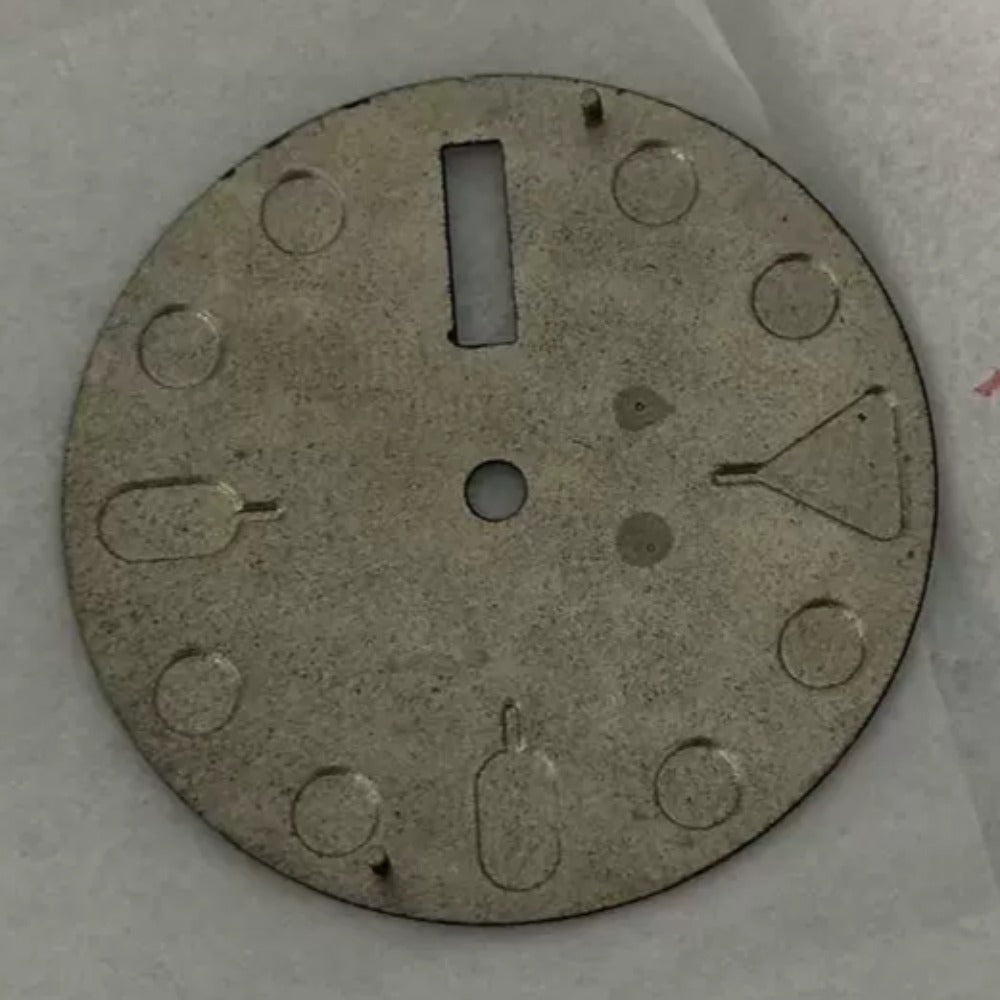 Black and silver trimmed Nail Datejust dial with green lume for NH35 NH36 watch movement by Black+Silver.