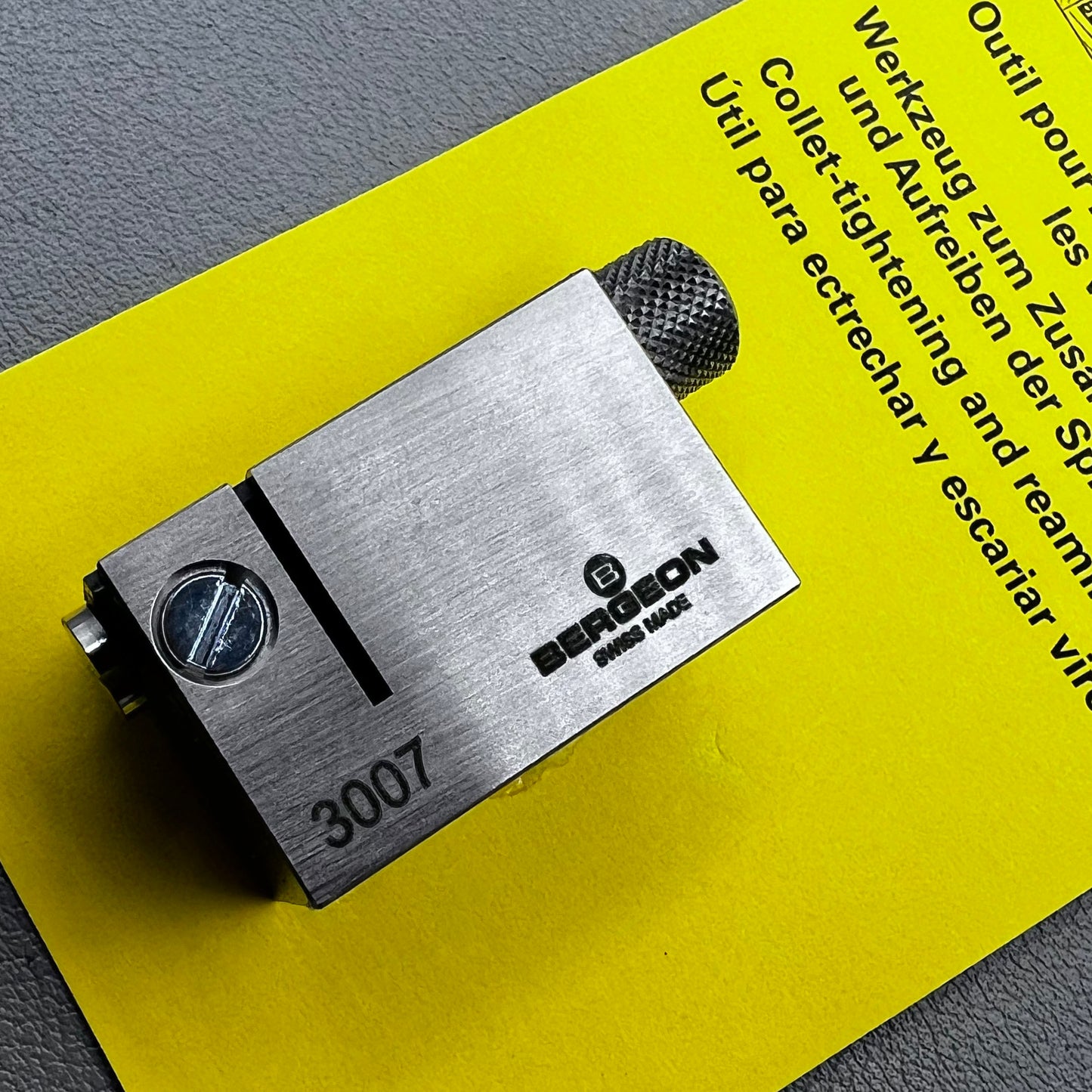 Swiss Bergeon 3007 collet tightening and reaming tool for precise watch accessory adjustments