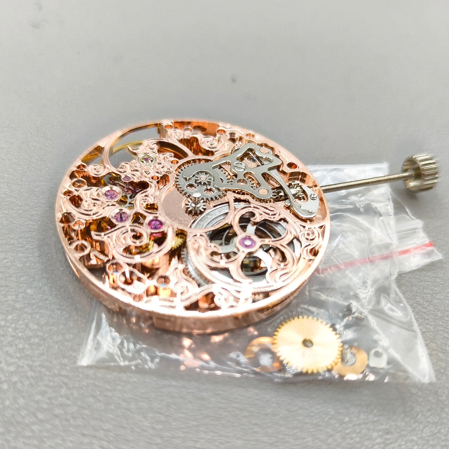 Rose Golden ST3600 6497 Carved Hollow Hand Winding Manual Mechanical Movement