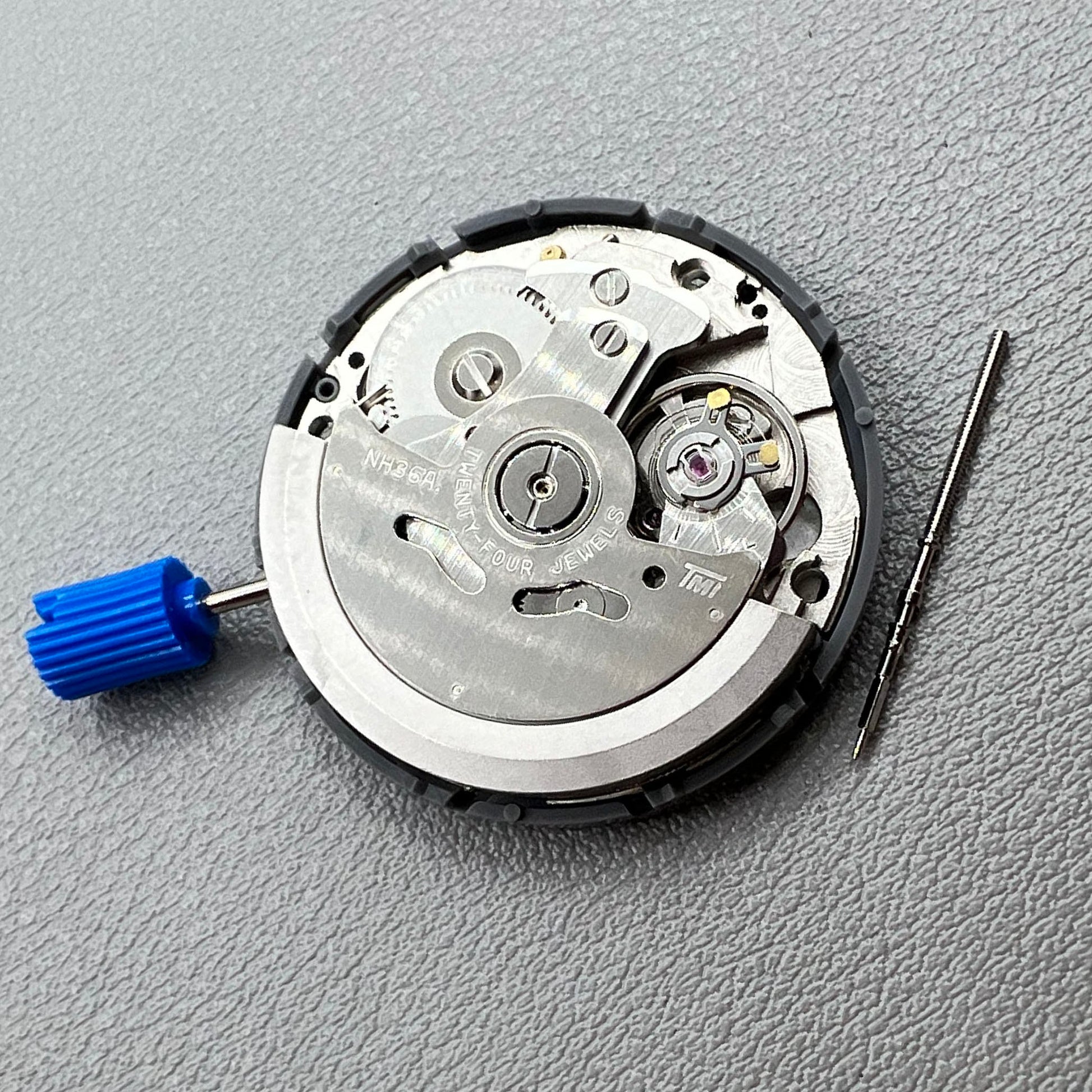 Black Blue Lume watch accessory showcasing Miyota NH36A automatic movement with 3.0 crown position.