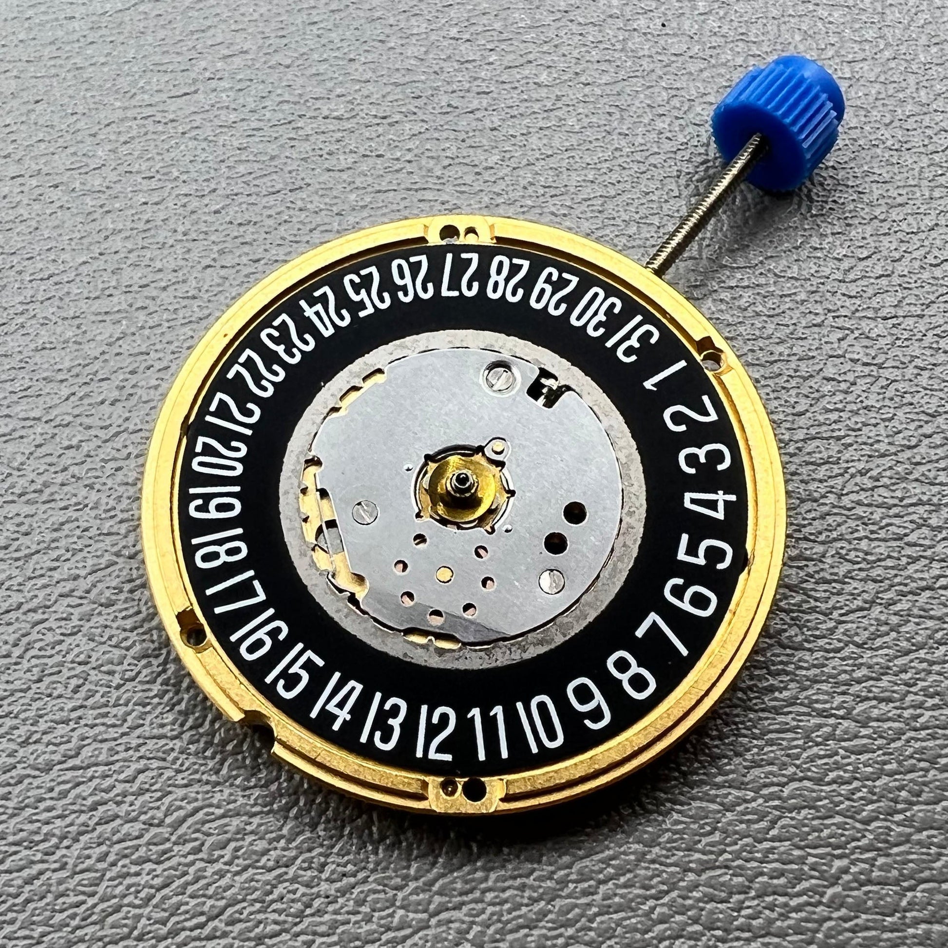Swiss ETA F05.111 quartz movement watch with 2 hands, date at 6, black dial by ETA.