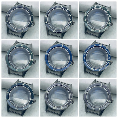 40mm Titanium Watch Case Lume Bezel Double Domed Coated AR Fit NH34/35/36 4R35