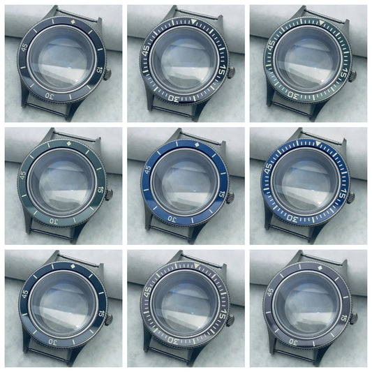 40mm Titanium Watch Case Lume Bezel Double Domed Coated AR Fit NH34/35/36 4R35