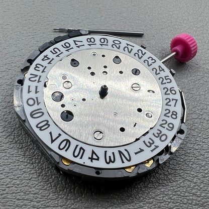 Miyota JS25 Quarzuhrwerk mit kleiner Sekunde bei 3, 6 und 9 Uhr, pr�zise Uhrwerktechnik.