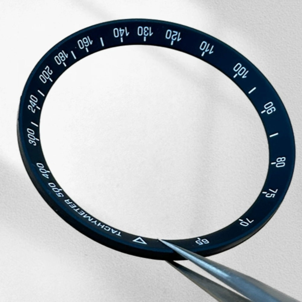 Black plastic modified chapter ring for watch repair, 33.5x40.05mm, durable replacement part.