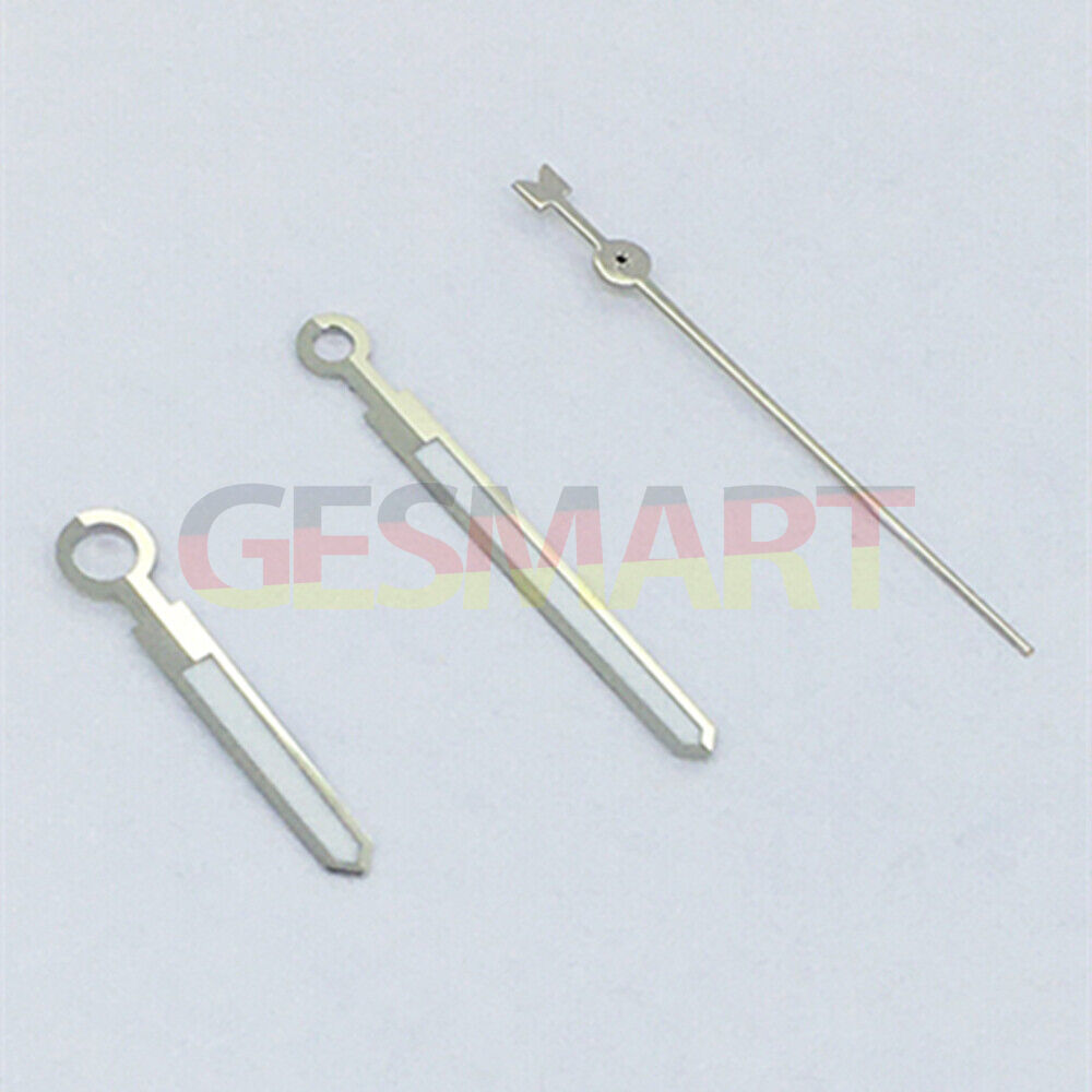 Silver trim green luminous watch hands, perfect fit for Asian 8215/2813/8205 movements, enhancing readability and style.