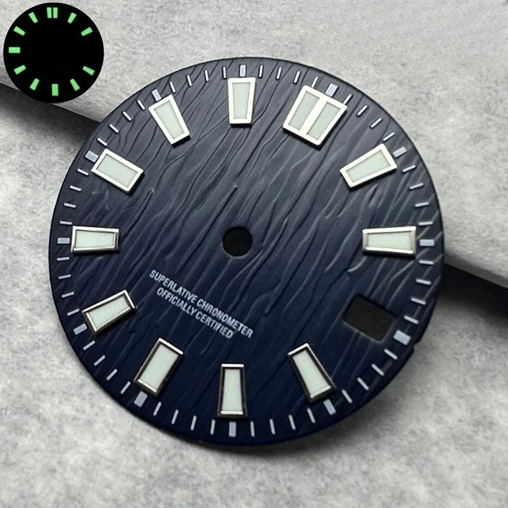 28.5mm Single Calendar Luminous  Water Ripple Texture Watch Dial Fit NH35 NH36