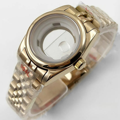 Ladies 31MM Round Bezel Sapphire Glass Jubilee bracelet Watch Case Fit NH05 NH06