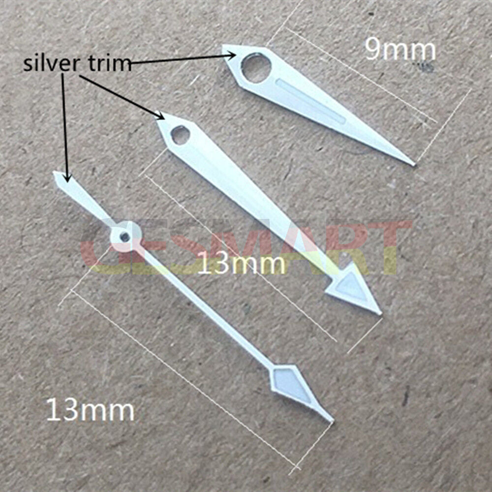 Arrow-shaped 13mm luminous watch hands for Seagull ST6 automatic mechanical movement, precision design.