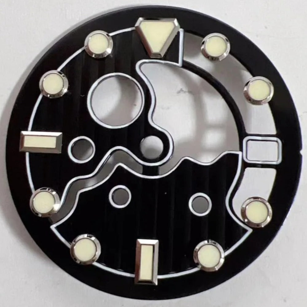 28.5mm Black Hollow Lume Triangle Nail Watch Dial for NH35/NH36 Movement