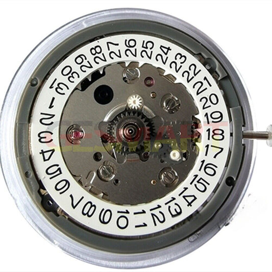 Genuine NH34 automatic GMT watch movement with white dial, date at 3 o?clock, and hacking seconds feature.
