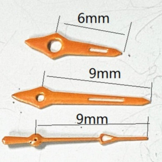 Orange trim watch hands for Miyota 2035/2115 quartz movement, precise fit, stylish upgrade