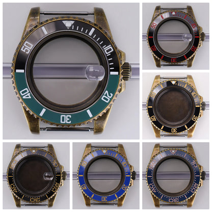Bronze 40mm Watch Case Ceramic Bezel For SUB NH35/36/34/38/70 Sapphire Glass