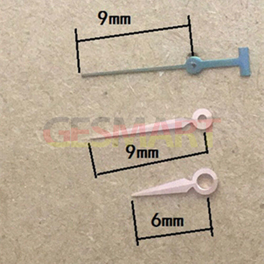 Rose gold 9mm watch hands without lume for Epson TMI VJ22 quartz movement, sleek design