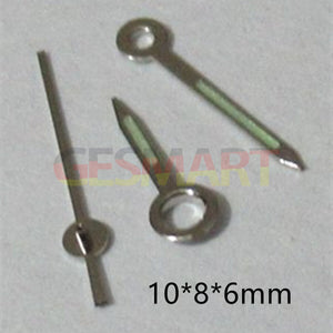 10mm Silver Trim Green Luminous Watch Hands Set for Miyota 2035 2115 2105 2305