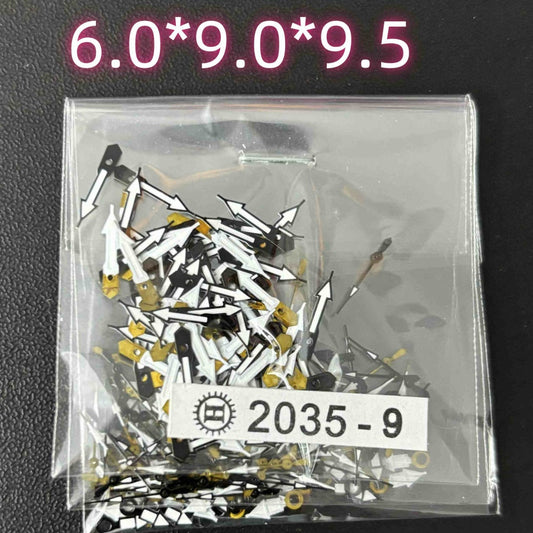 Lot de 100 aiguilles de montre en forme de flèche, 9,5 mm, noires, pour Miyota 2035 2115 PC21 