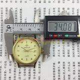 32mm China Made Manual Mechanical Watch 17 Jews Yellow Dial Green Lume Hands