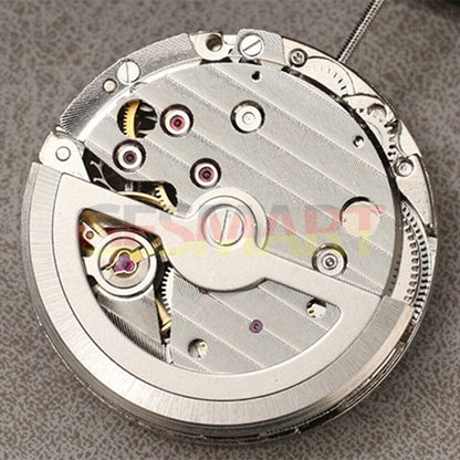 Silver DL8207 automatic balance wheel by Asian DANDONG displaying precise mechanical watch movement details.