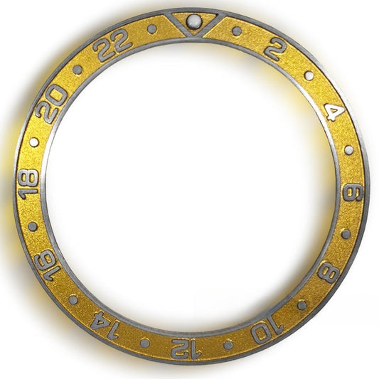 38X30.7Mm Golden Aluminum Watch Bezel Silver Raised Font Watch Part