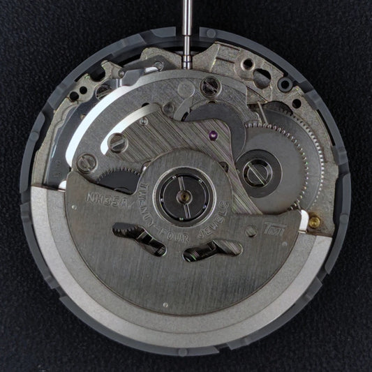Genuine Japan NH35 watch movement with white Arabic datewheel, 24 jewels for high accuracy performance.