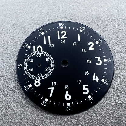 39mm green luminous watch dial for ETA 6497 Seagull ST3600 with small second at 9,.