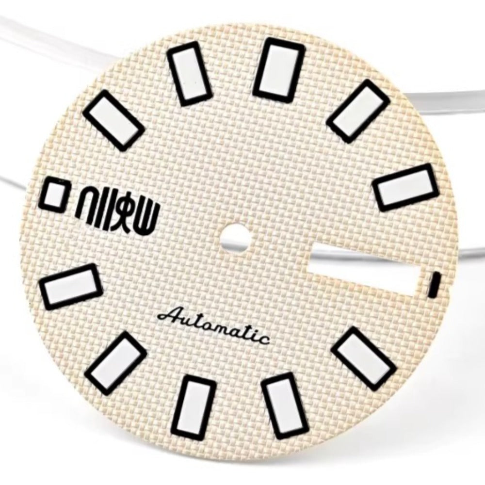 28.5mm Green Lume Light Yellow Woven Pattern Watch Dial Fit for NH36 Movement